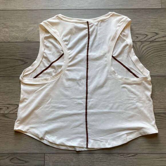 Terez Crop Tank Women's Size Small Off-White Workout Sheer‎ Racerback Casual Gym - Picture 3 of 7